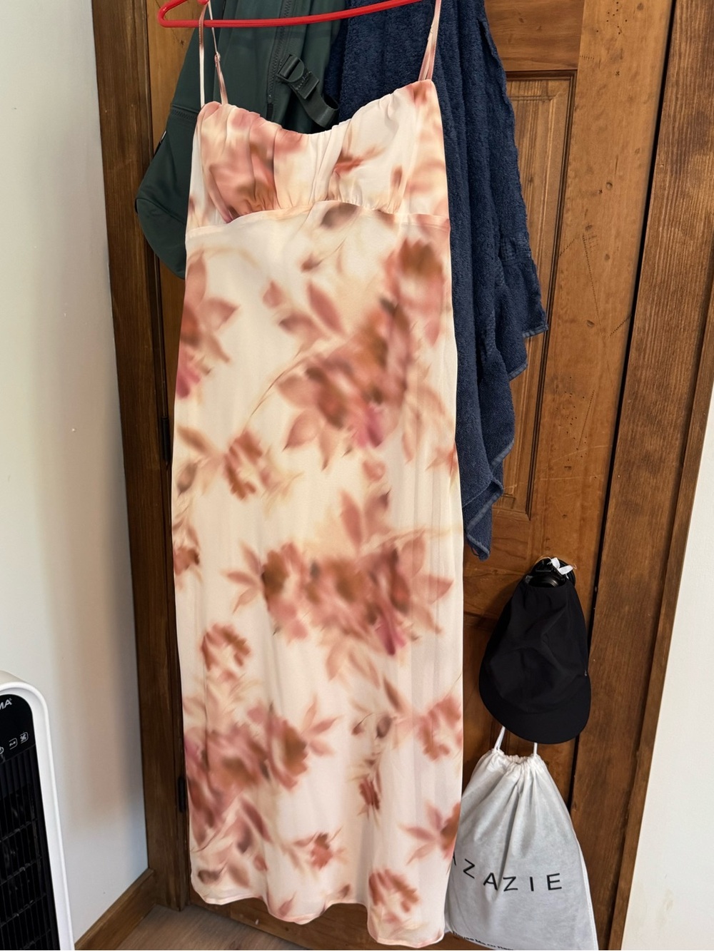 Dynamite Cream Slip Maxi Dress with Pink Floral Wash